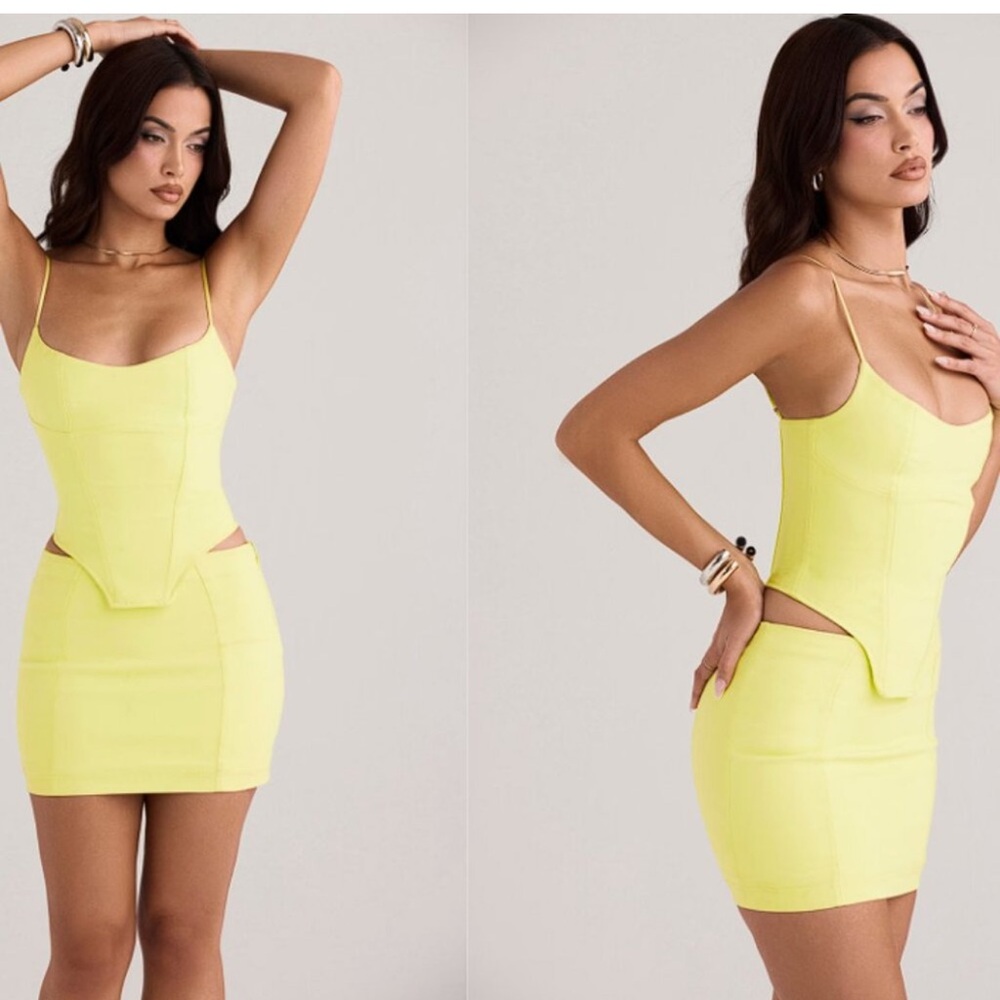 House of CB 'Nisha' Neon Sculpting Mini Skirt NWOT